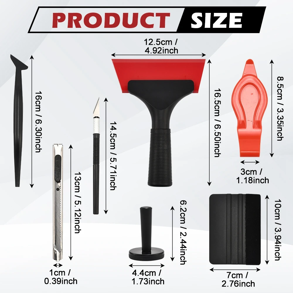 Kit de ferramentas de aplicação de envoltório de vinil para carro, raspador de matiz de janela, rodo de borda de feltro, lâmina afiada, faca utilitária, rodo de canto
