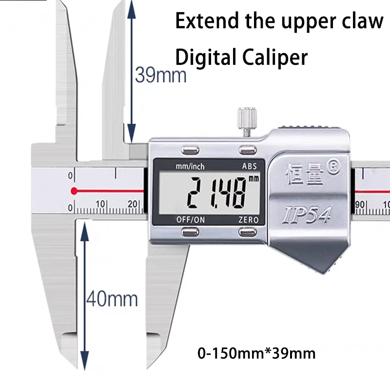 lengthening long upper jaws digital venier dial caliper extend internal measurement inner diameter inside hole Visual reading