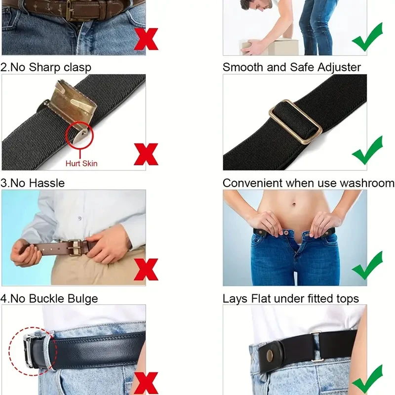 Sabuk Pengontrol Perut - Sabuk Elastis yang Dapat Disesuaikan untuk Jeans dan Celana - Desain Tanpa Gesper untuk Kenyamanan dan Kenyamanan