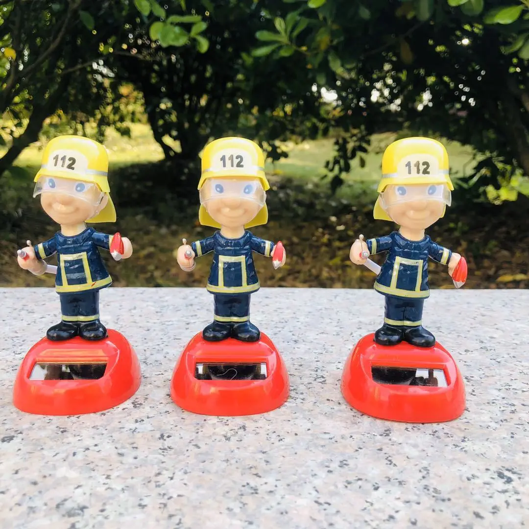 

Wholesale Firefighter Car Decor, Solar Powered Bobblehead with Custom Logo, Kids Gift Novelty