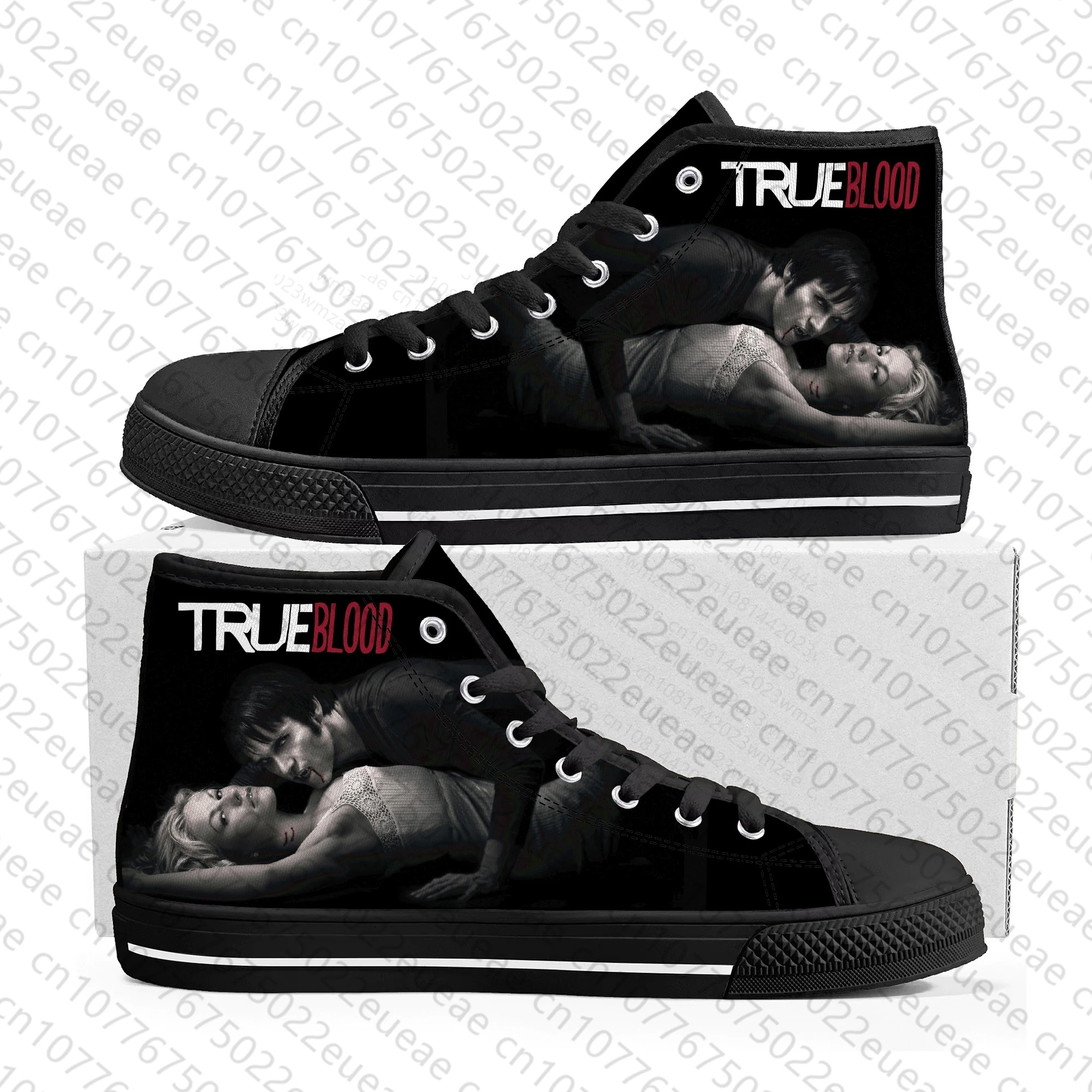 True Blood High Top Sneakers Mens Womens Teenager Anna Paquin Stephen Moyer Canvas Sneaker couple Shoe Casual Custom Made Shoes