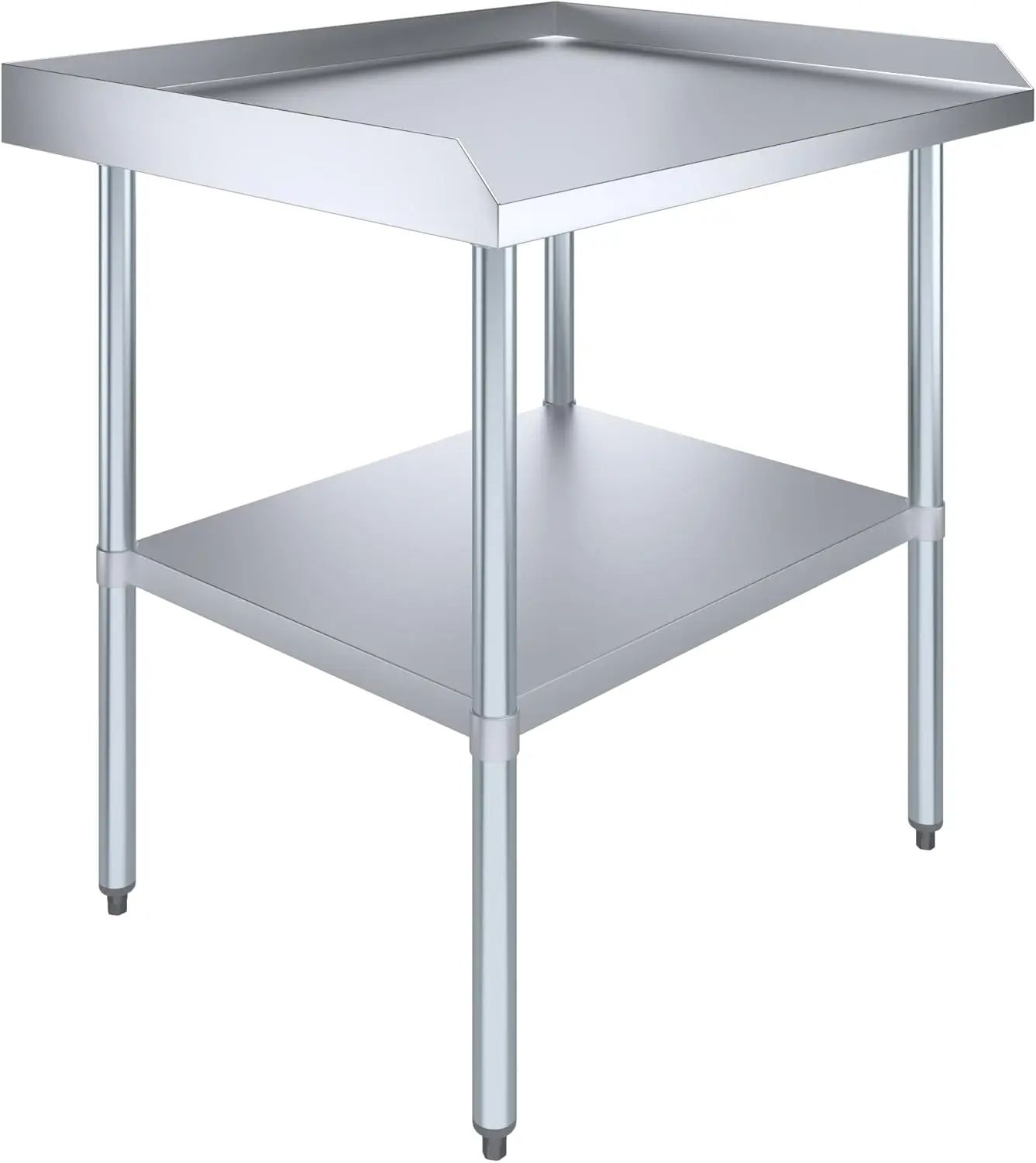 Table de travail commerciale avec dosseret et plaqués latéraux, NSF, Table en acier inoxydable avec protections latérales, 36 po de long x 30 po de profondeur