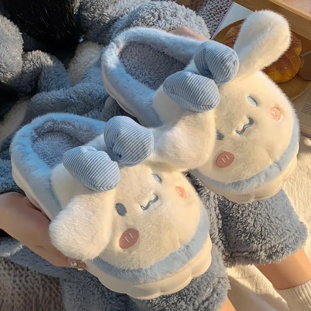 น่ารัก Sanrio Cinnamoroll รองเท้าแตะผ้าฝ้ายสุภาพสตรี Kawaii Kuromi หนาด้านล่างผู้หญิง Anti-SLIP ตุ๊กตาการ์ตูนรองเท้าแตะเด็กของขวัญ