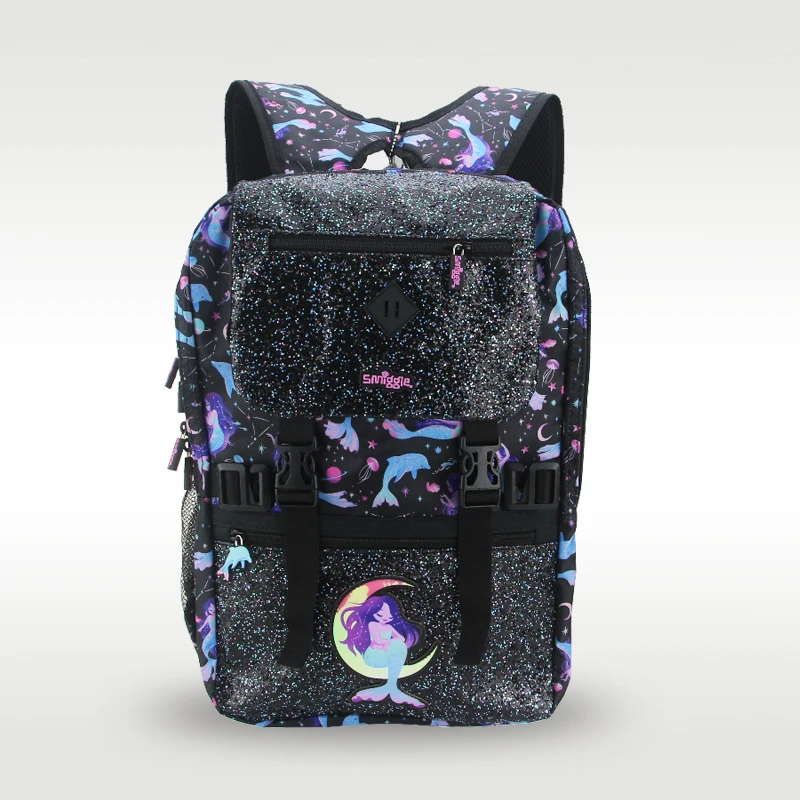 

Австралия Smiggle оригинальная детская школьная сумка для девочек Black Mermaid школьные учебные принадлежности 18 дюймов 10-15 лет