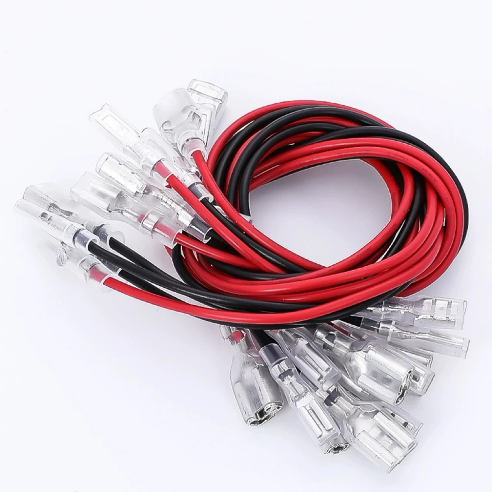 10pcs 2.8mm/4.8mm/6.3mm 2.8/4.8/6.3 Female Spade Crimp Terminal Connector with Wire Red Black for Rocker Switch 20CM