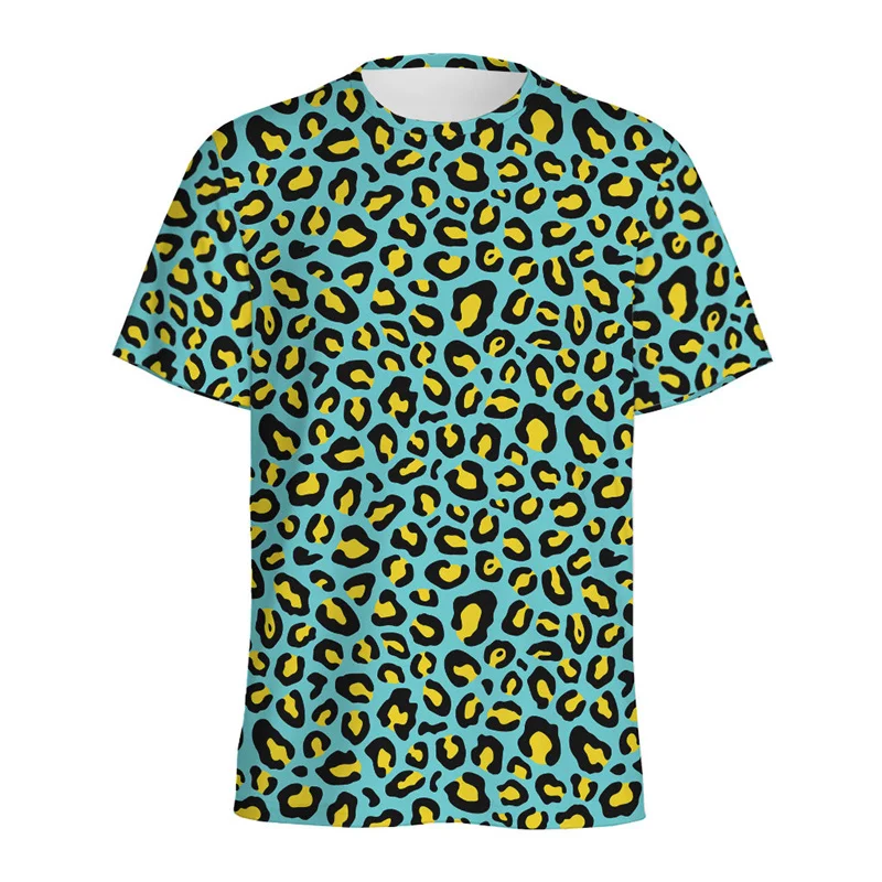 

Fashion Leopard Printed T Shirt Summer Trend O Neck Short Sleeve Streetwear Mens T-shirt Harajuku Casual Oversized Tees Tops