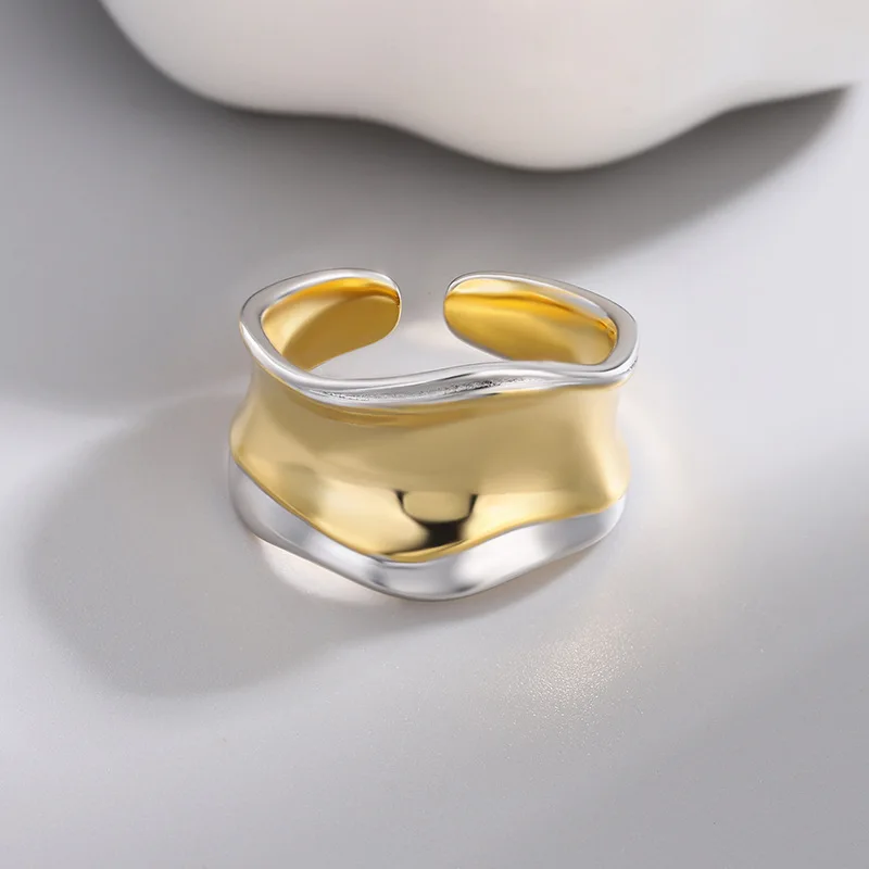 Anillos geométricos de Plata de Ley 925 para hombre y mujer, sortija de compromiso abierta hecha a mano, diseño Simple, regalo para pareja