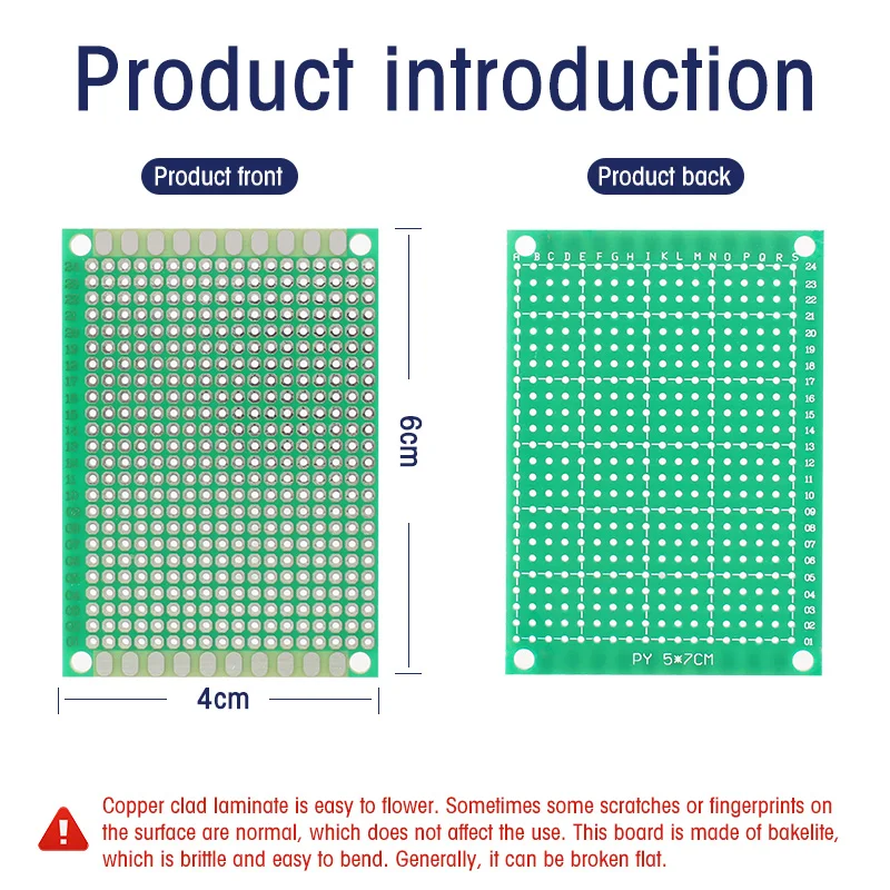 5pcs 2x8 3x7 4x6cm Single Side Prototype PCB Printed Circuit Board 2*8 3*7 4*6 Universal Board PCB Soldering Plate DIY Kit