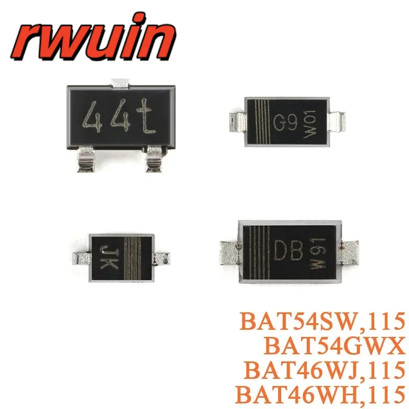 50Pcs BAT54SW BAT54GWX BAT46WJ BAT46WH ,115 SOT-323 SOD-123 SOD-323F SOD-123F Schottky Diodes Chip 1PS76SB 1PS79SB BAT54 BAS70