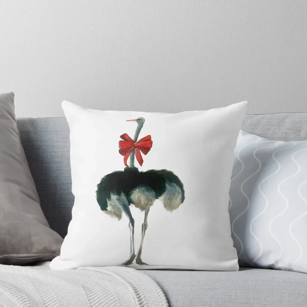 Watercolor ostrich with red bow tie Throw Pillow luxury decor Cushions Luxury Pillow Case Sofa Covers pillow