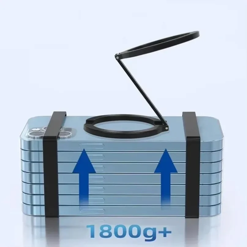 360 °   Вращающаяся подставка для мобильного телефона с ленивым кольцом на палец, складной двусторонний магнитный держатель для телефона для Magsafe iPhone 16, 15, 14, 13, 12 Pro Max