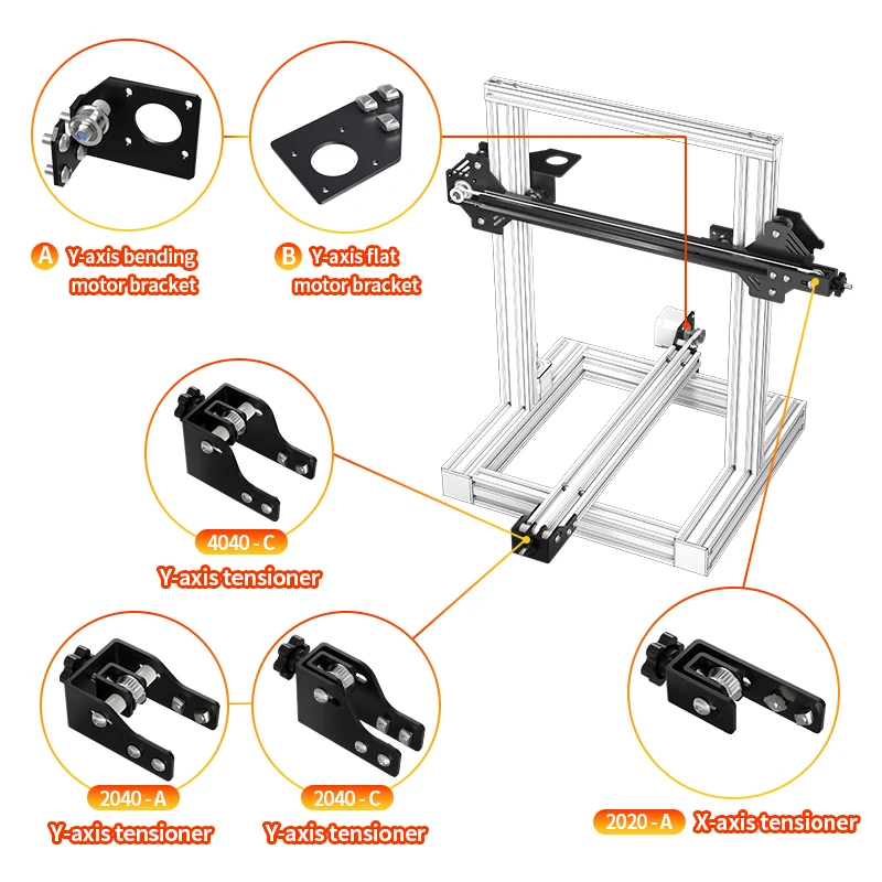 Piezas de impresora 3D, soporte de montaje del Motor del eje Y/X, GT2 6mm con tensor 2GT para impresora 3D CR-10, bricolaje, Ender-3