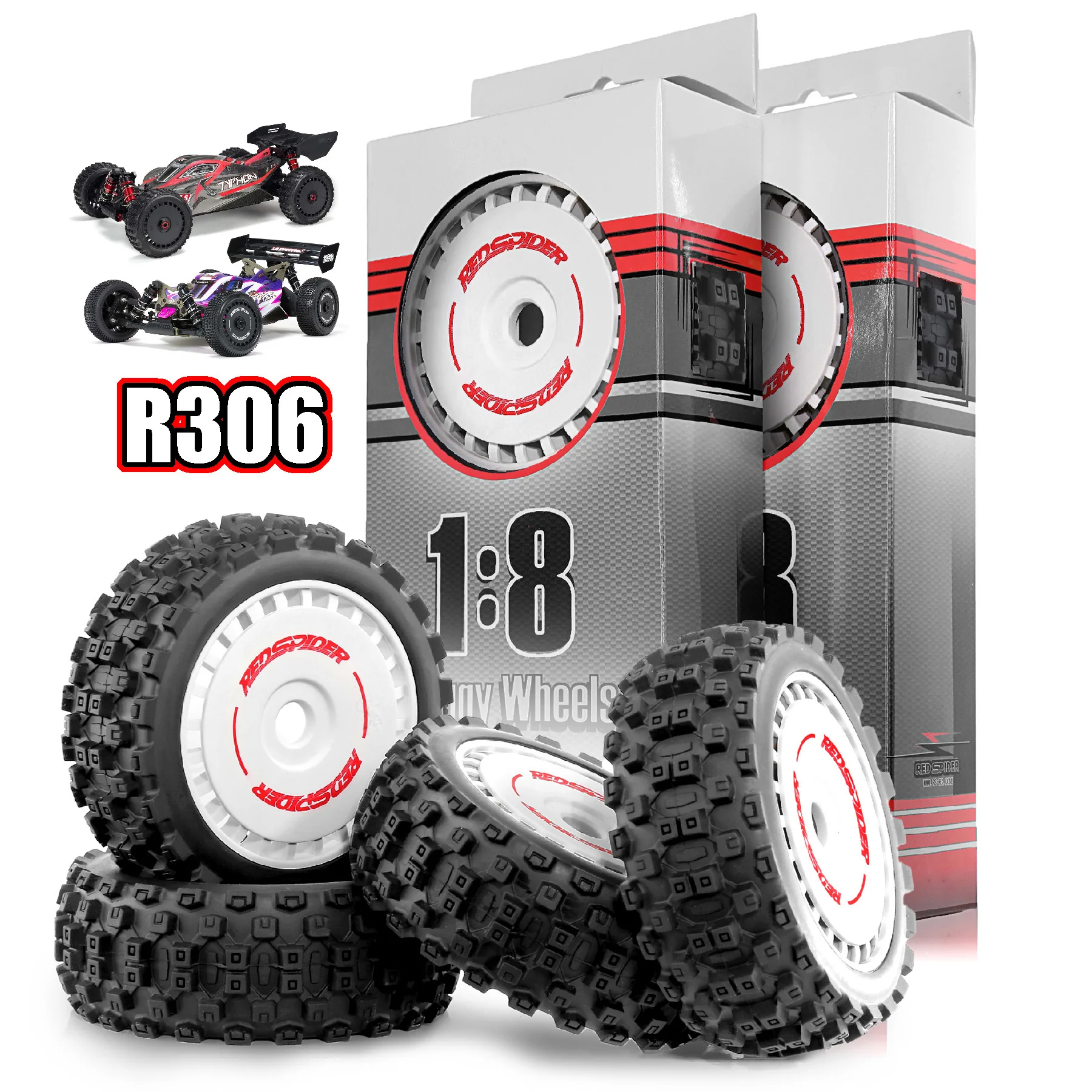 RED SPIDER 1/8 Scale Short Course RC Truck Tires OD 118mm For Arrma Senton Losi Tenacity Team Associated SC8 RC Short Course Car