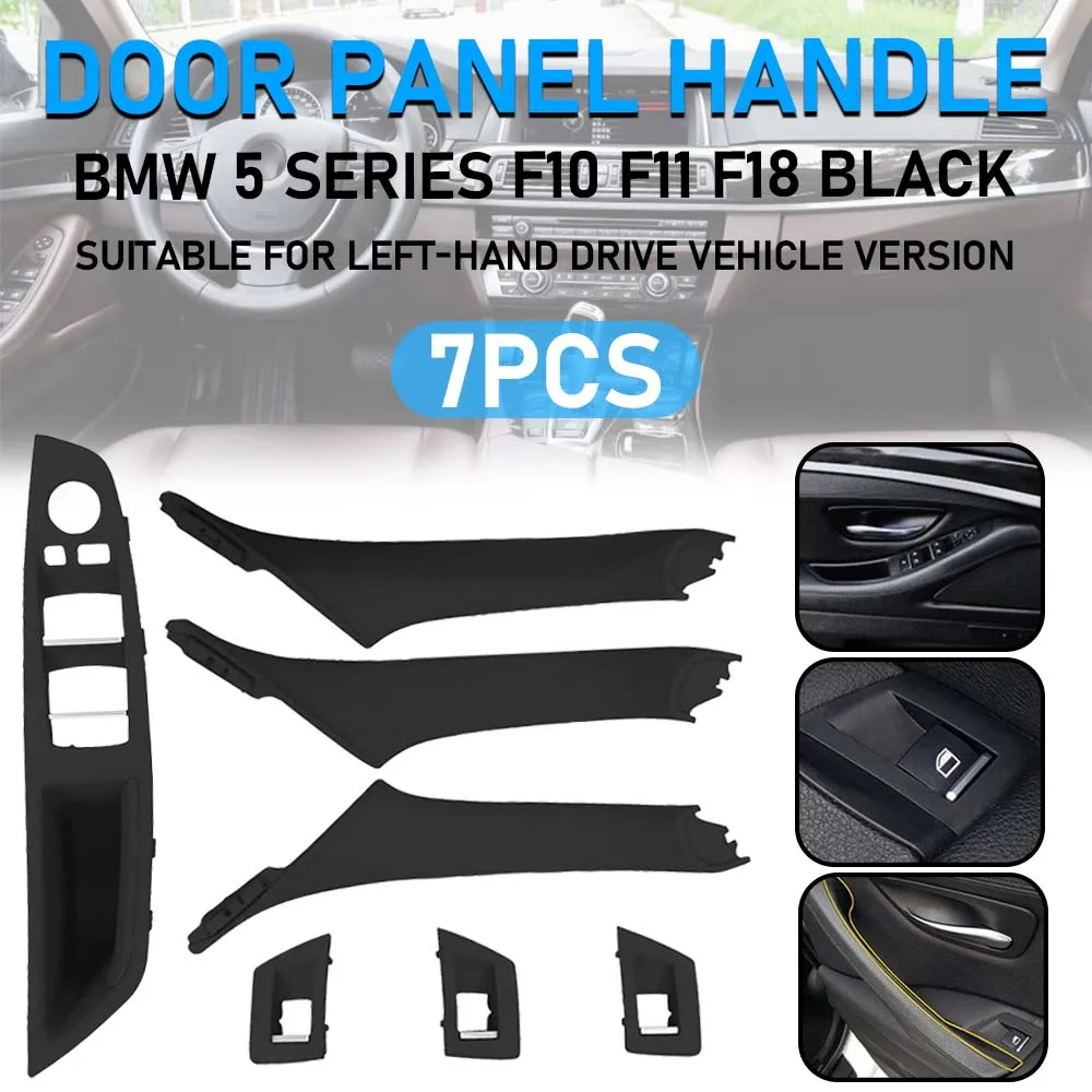 Black Interior Car Left Right Handles Passenger Door Inner Panel Pull Handle Panel Cover Trim For BMW 5 Series F10 F11 F18
