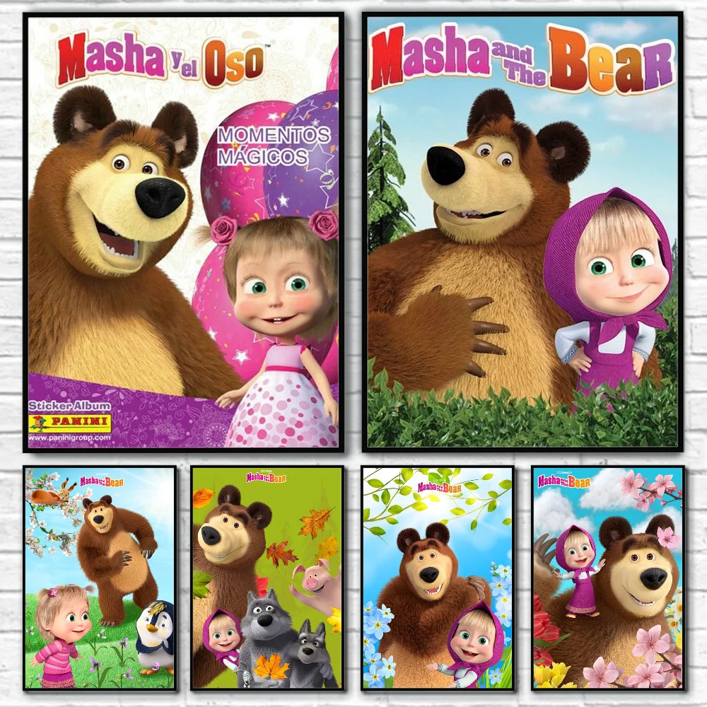 

Cartoon M-Masha and the Bears Poster Wall art print art suitable for living room bedroom bar parlor home decoration gift