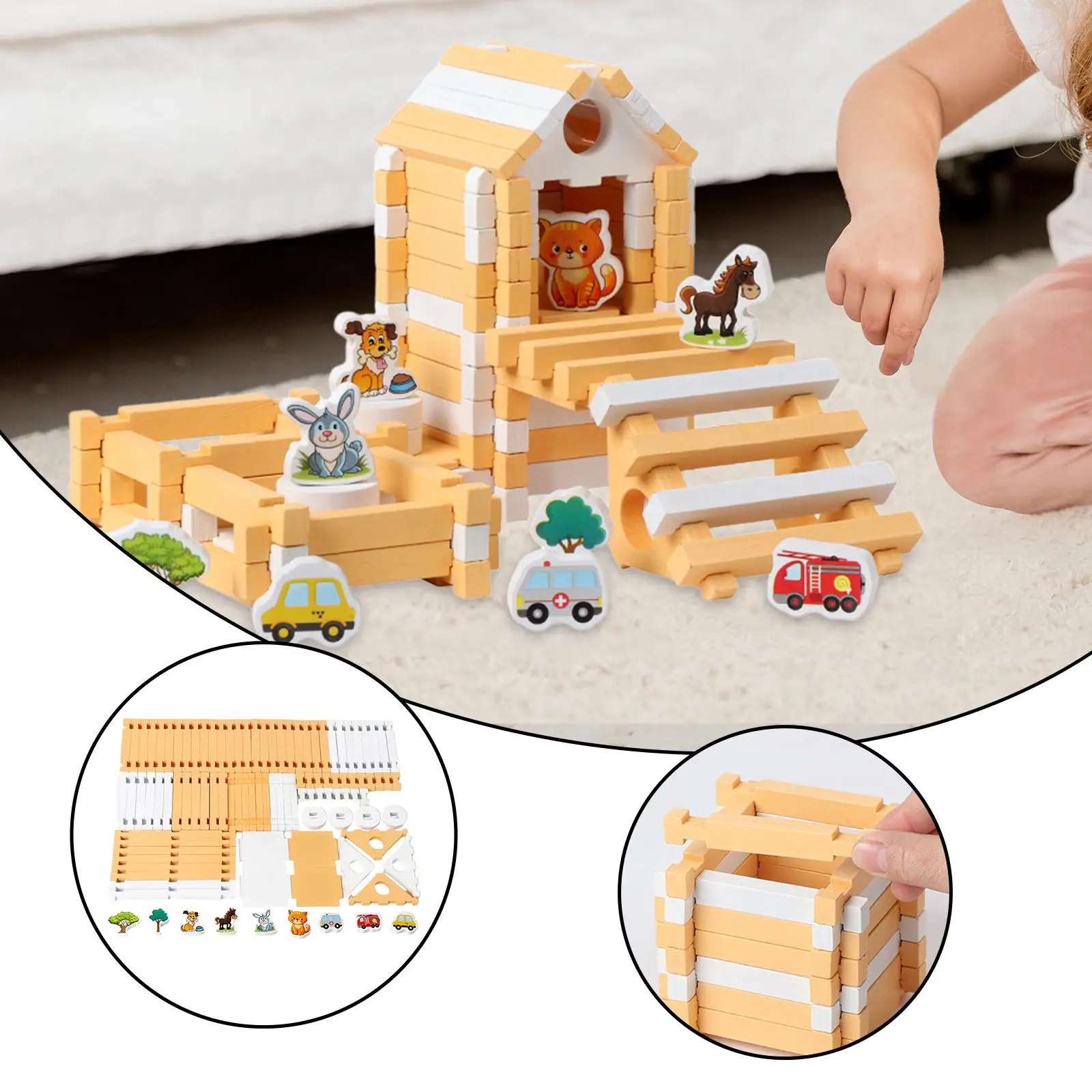 Juego de bloques de construcción Casa de madera DIY para niños de 3 4 5 6 años