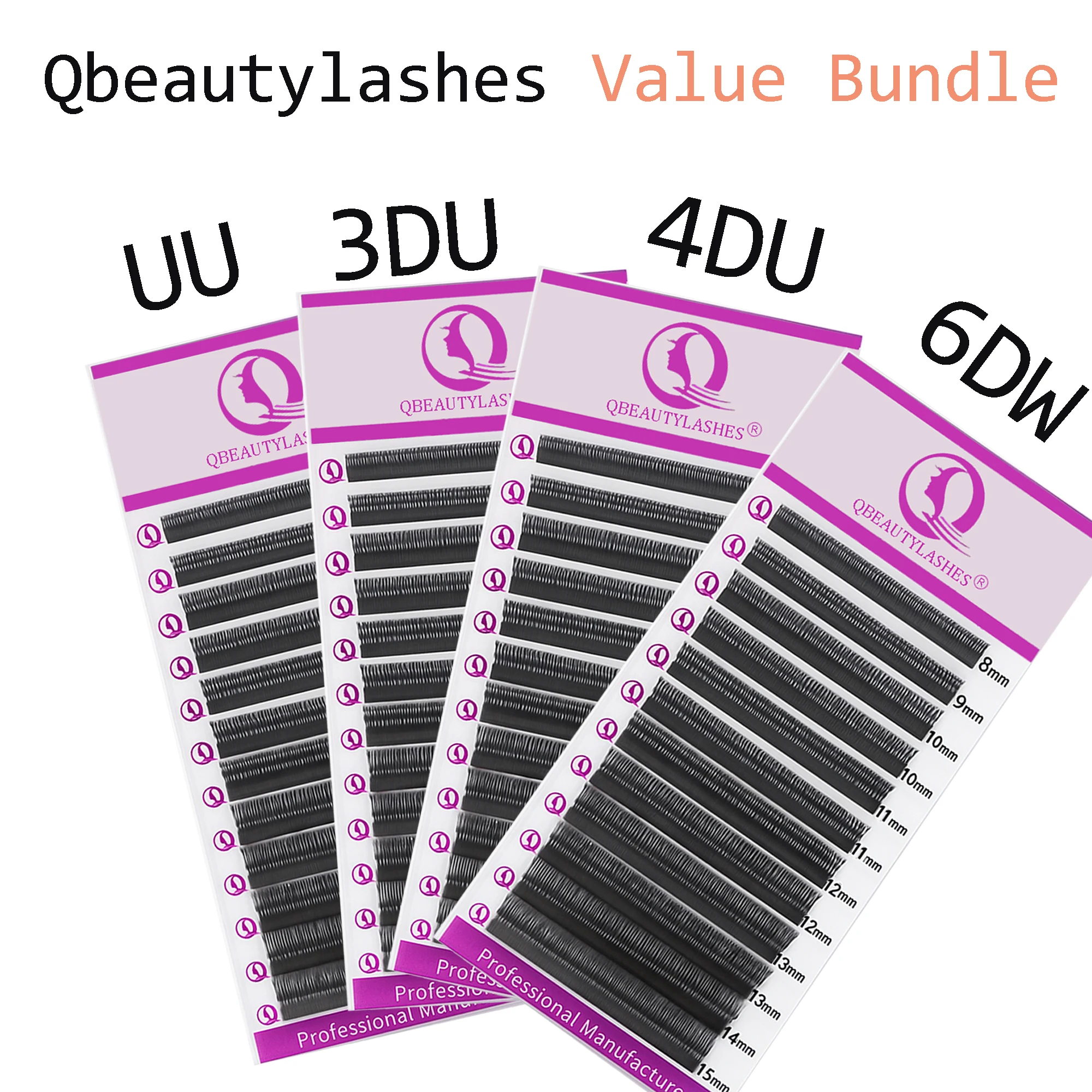Qbeautylashes U forme 2D 3D 4D 6D W cils YY préfabriqués Volume ventilateurs Extensions de cils aspect naturel cils moelleux en gros