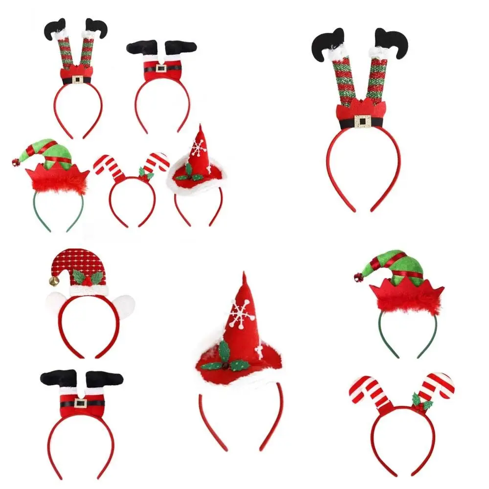 Gifts Foolscap Christmas Hair Hoop Plaid Plush Santa Claus Headband Funny Headwear Christmas Cap Hair Bands Children