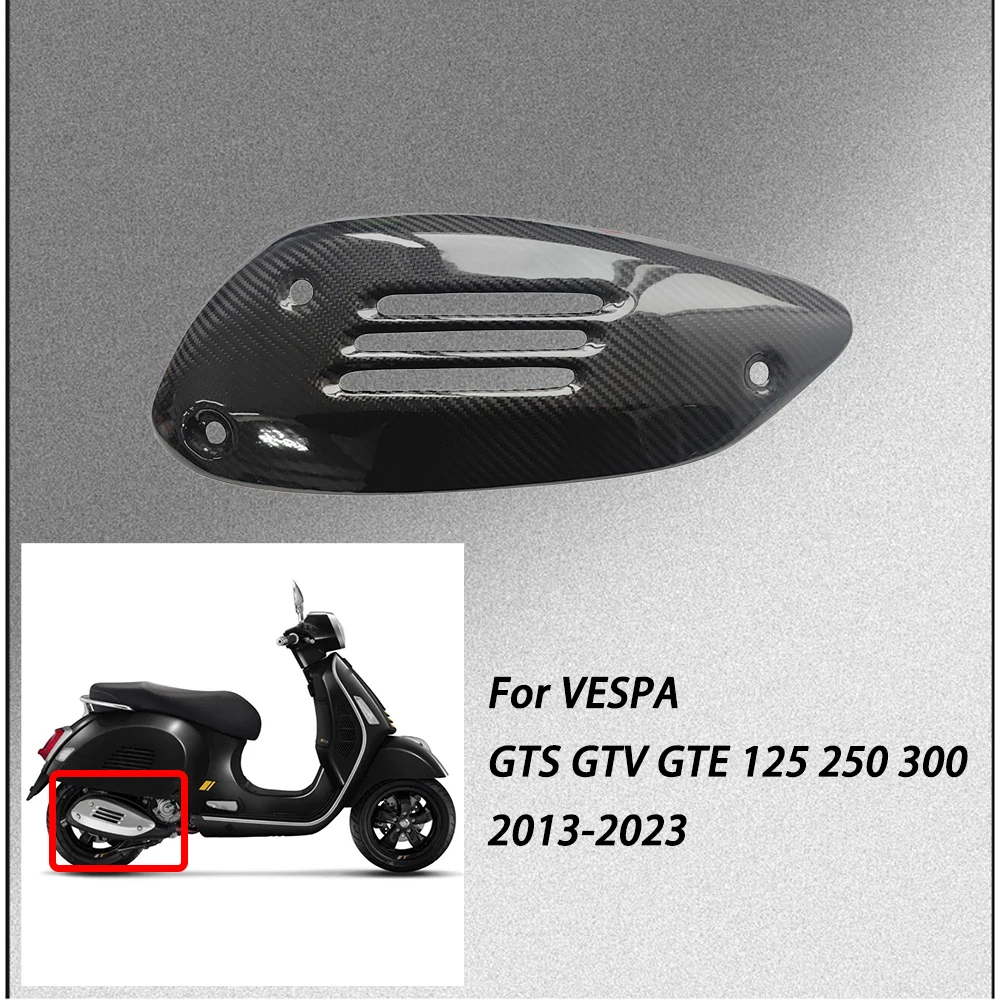 Motorrad-Auspuff-Hitzeschutz aus Kohlefaser, Schutzabdeckung für Schalldämpfer und Auspuffrohr für Vespa GTS GTV GTE 125 250 300 2013-2023