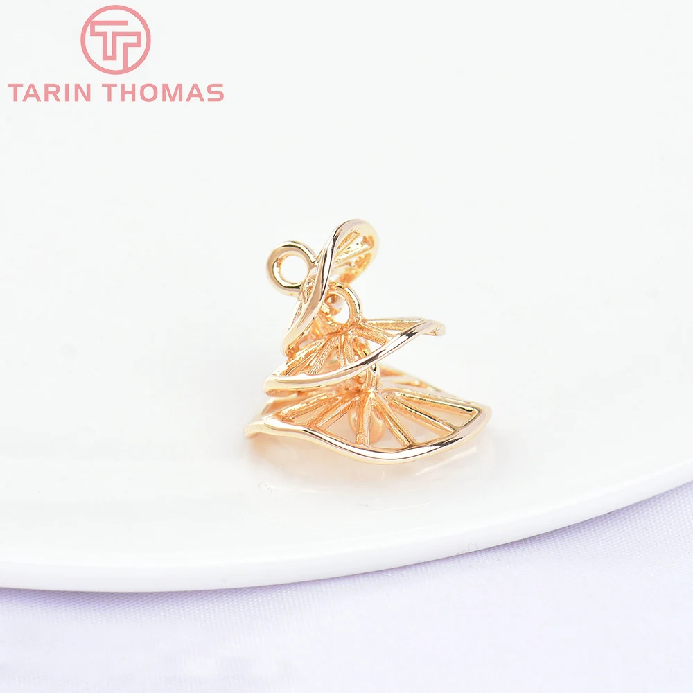 (5664)10PCS 16x15MM 24K Gold Color Brass 3 Connect Lotus Leaf Charms Pendants High Quality DIY Jewelry Making Findings Wholesale