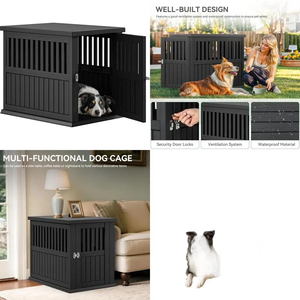 

Стильный прикроватный столик-клетка для собак, водонепроницаемый вольер для собак мелких и средних пород, черный