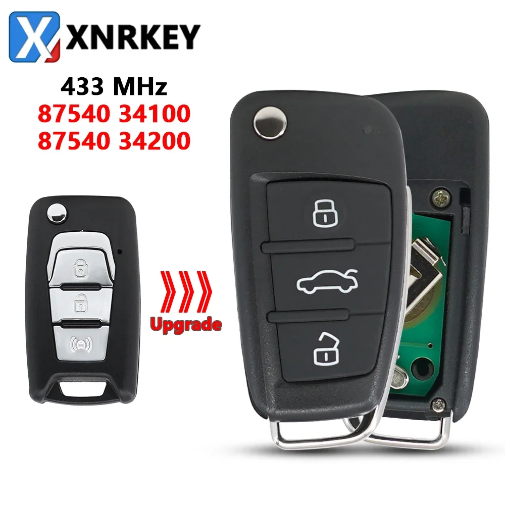 

XNRKEY 3 Button Modified Flip Folding Remote Car Key 433Mhz for SsangYong Korando New Actyon C200 87540 34100/87540 34200