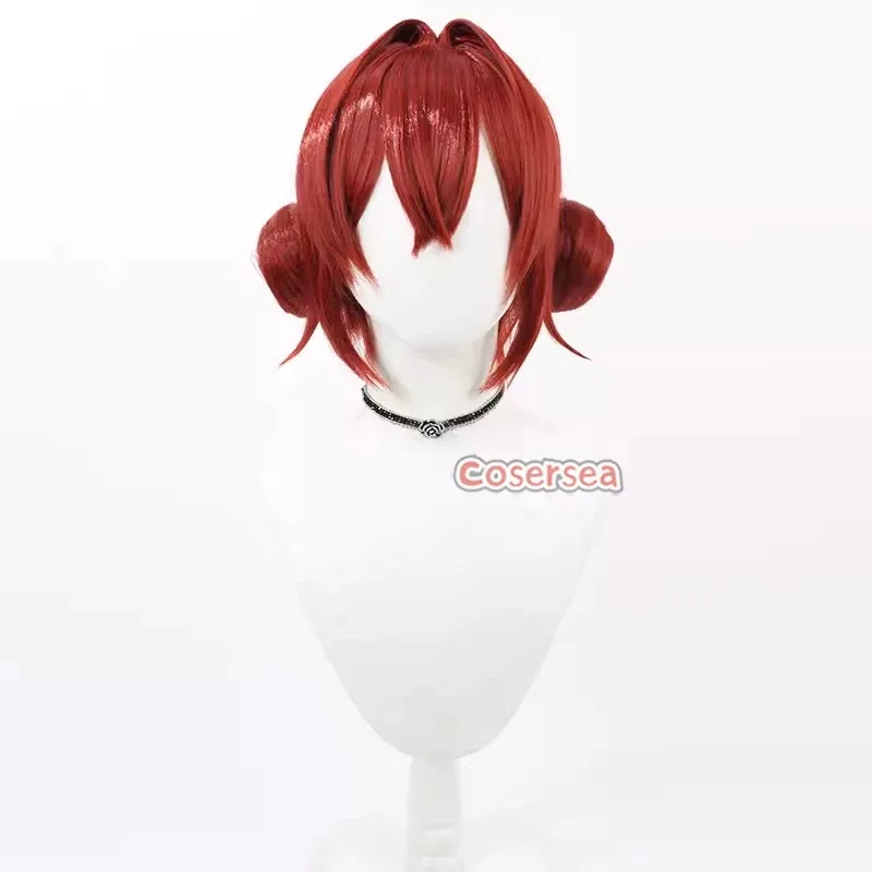 Cosersea Ange Katrina 코스프레 가발 (빵 포함) Virtual YouTuber Ange Katrina 30cm 짧은 빨간색 Cos 가발 합성 머리 내열성
