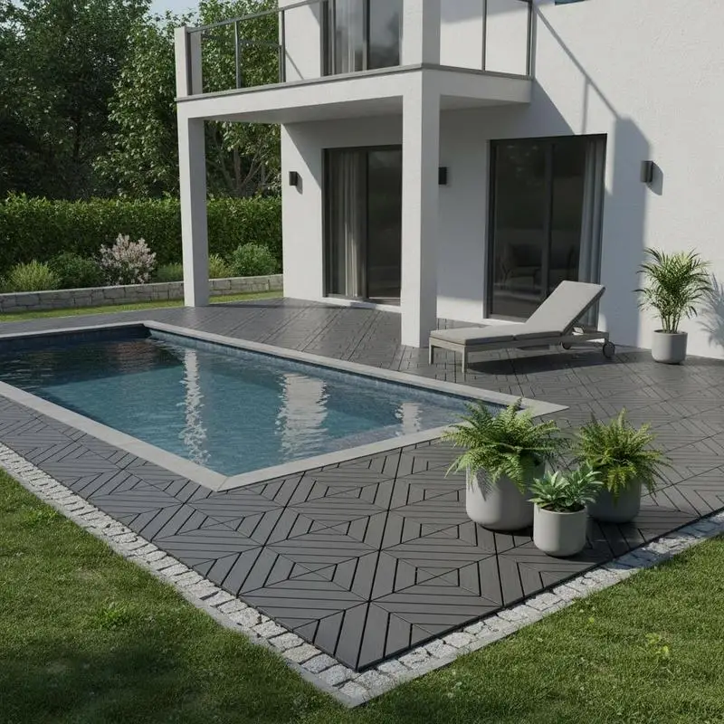 Kunststoff-Verbunddeckfliesen, 44er-Pack Terrassenfliesen, 30x30 cm Quadratische Outdoor-Fliesen für Jeden Wetterbereich, Außen- und Innenbereich Terrassenfliesen für Poolbereich, Balkon, Garten,