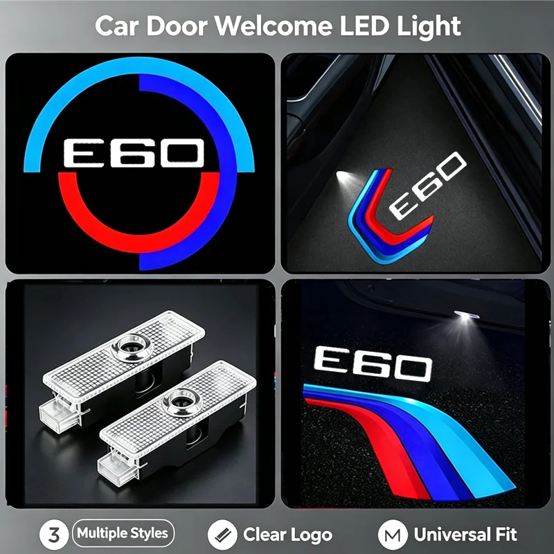 2PCS LED Car Door Welcome Lights for BMW 5 Series E60 2003-2010 520i 523i 525i 530i 535i 550i Projector Shadow Lamp Accessories