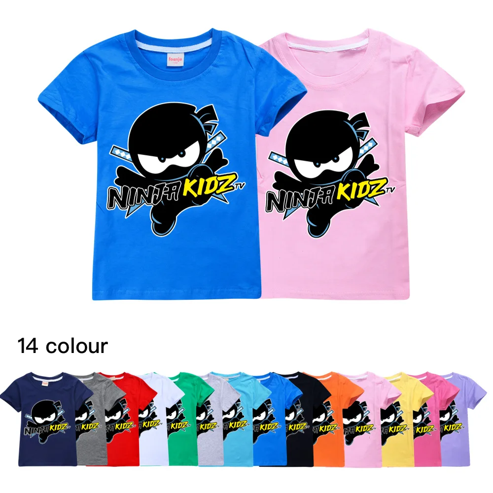 NINJA KIDZ baju anak lelaki musim panas Fashion T-Shirt lengan pendek anak laki-laki grafis Tee bayi perempuan Atasan Pullover diskon besar