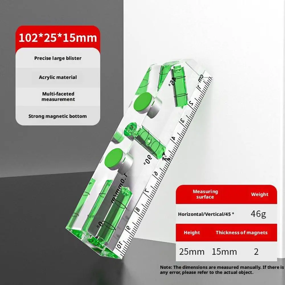 Acrylic Level Ruler High-precision Strong Magnetic Level Water Gauge For Precise Linear Measurement Measuring Tool