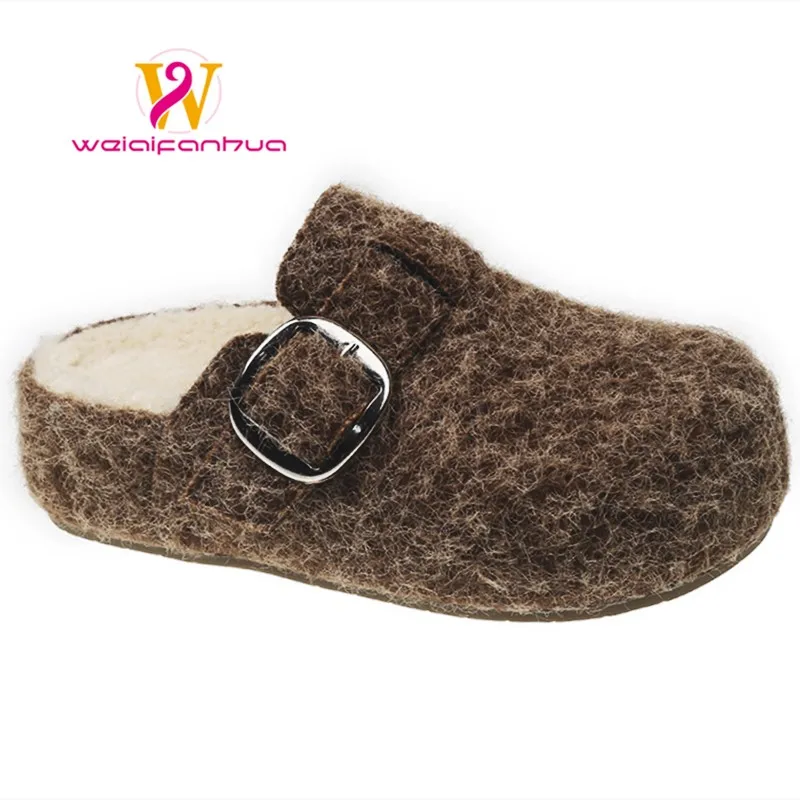 

New Women's Slippers 2025 Autumn Thick-soled Height-increasing Slippers Women's Round-toed Flannel Women's Shoes Slipper