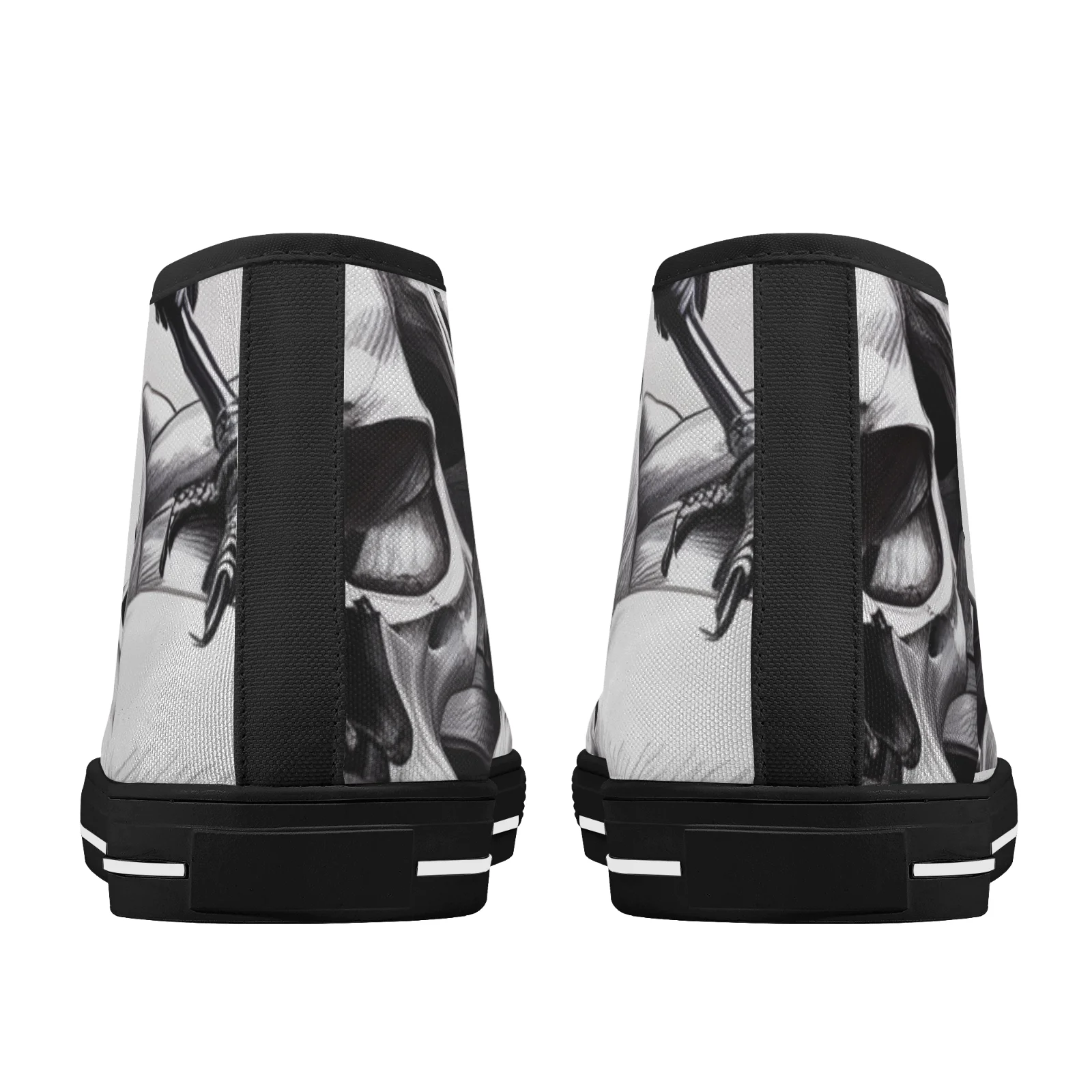 カスタムシューズ キャンバスシューズ スケルトン ゴシック スカルプリント クラシック ハイトップ 加硫靴 ティーンズ ボーイズ フラットシューズ サイズ EU35-48