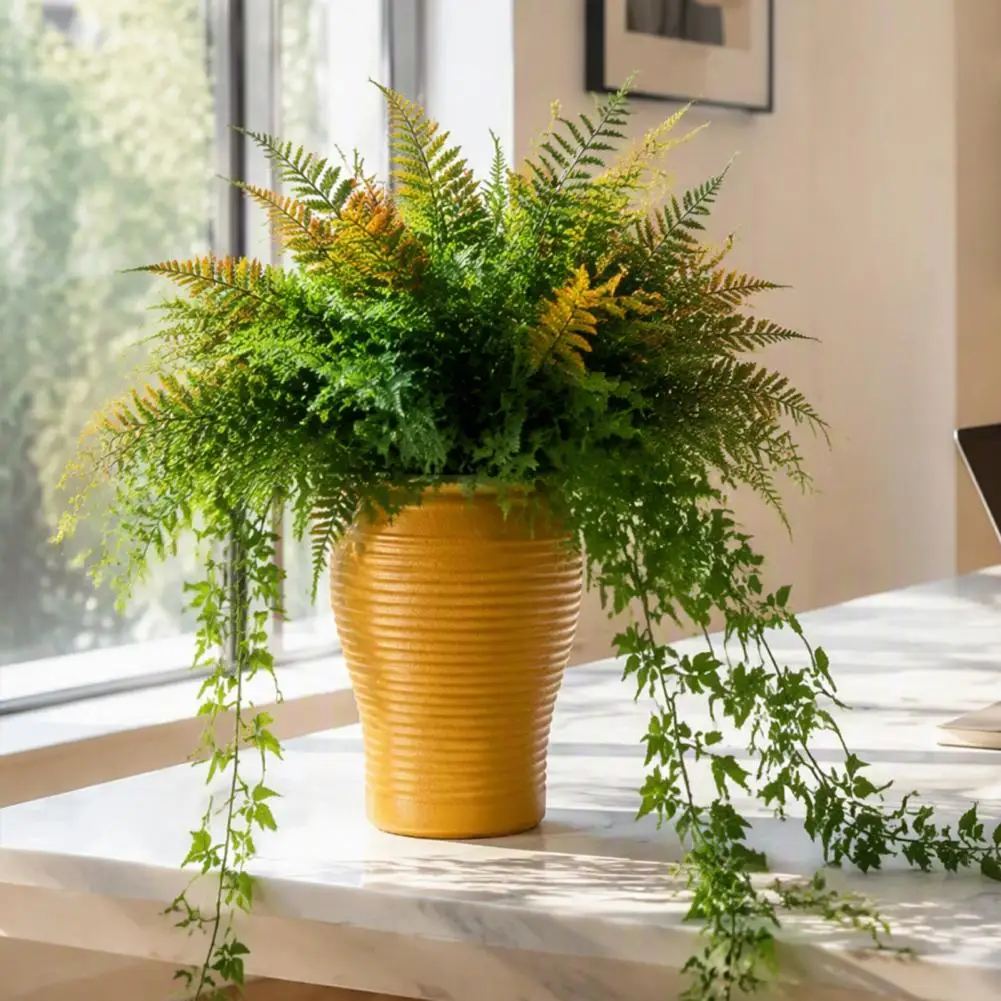 Ribbed Planter Pot Self Watering Planter Pot with Removable Ribbed Flower Container for Indoor Outdoor Plants Modern Plant Pot