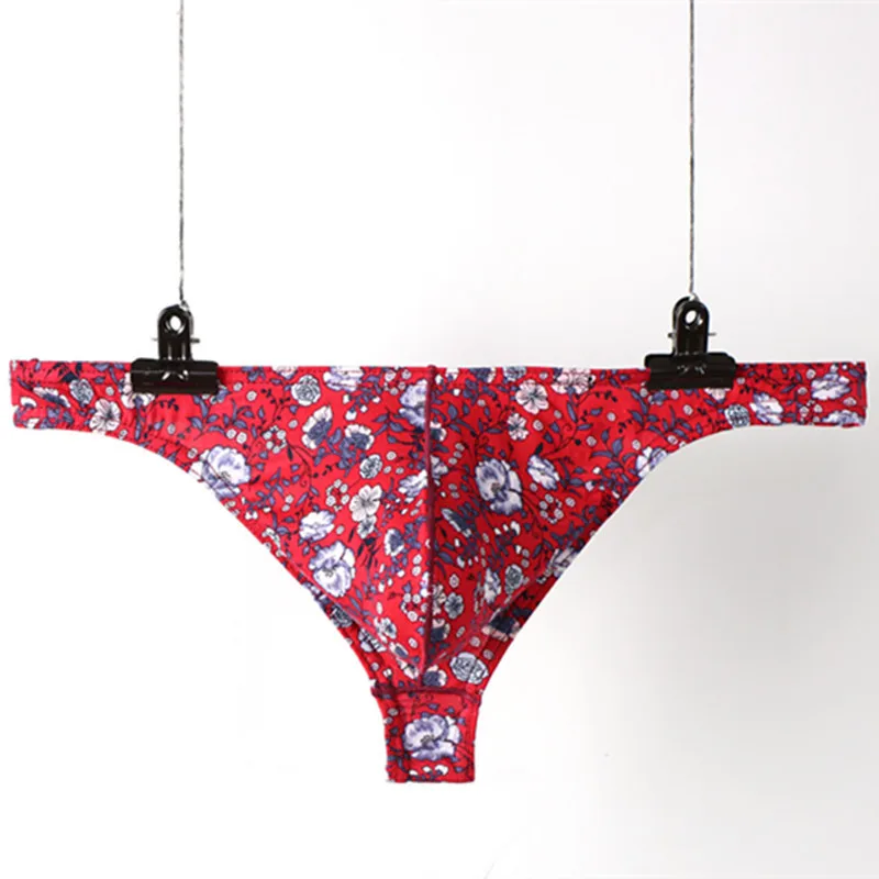 Tanga estampado para hombre, ropa interior convexa en U, de algodón, Sexy, para club nocturno, para Otoño e Invierno