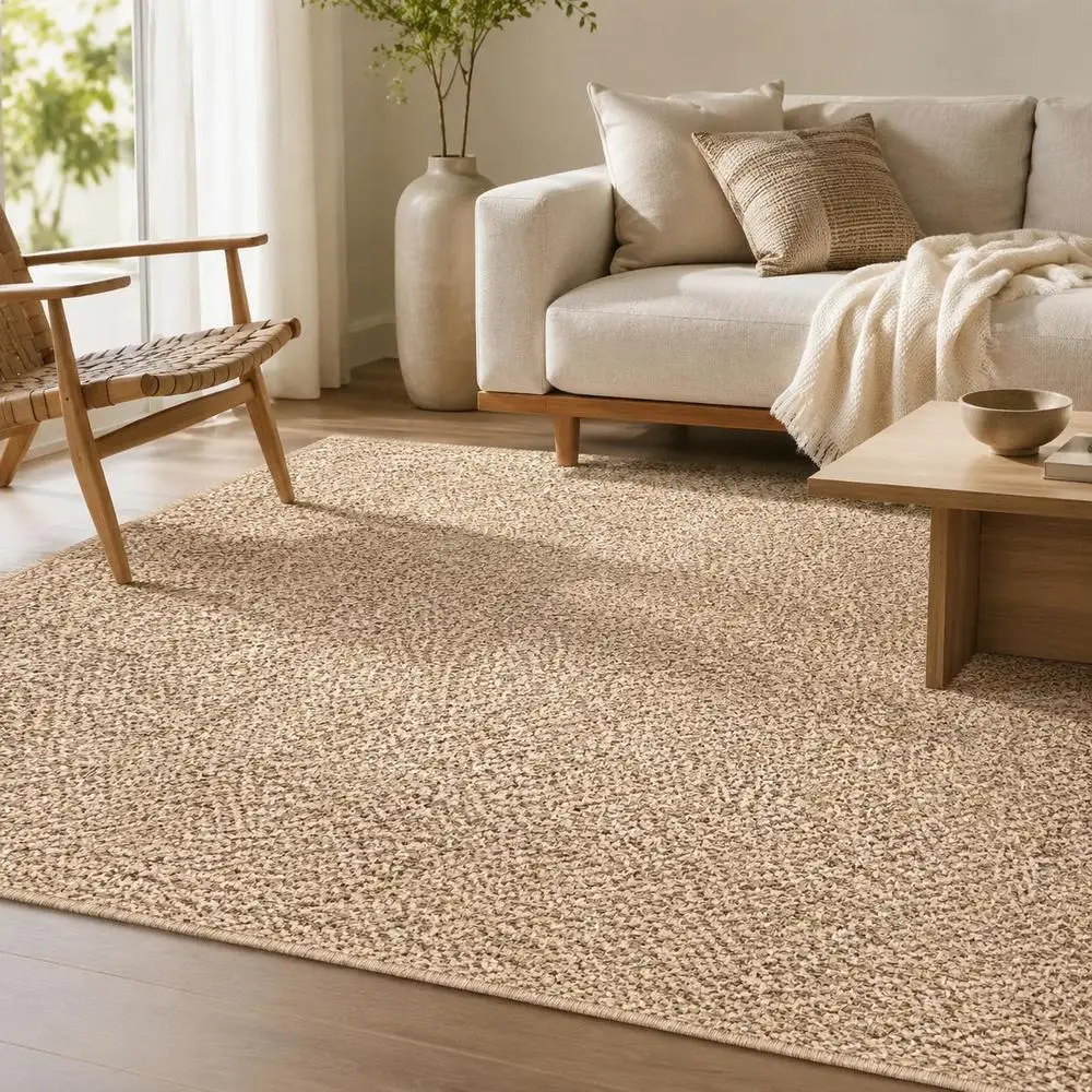 Tapis Zizur aspect jute 200x290cm, durable intérieur/extérieur, excellent rapport qualité-prix
