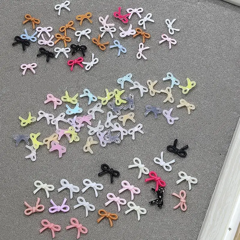 50 pièces mélangées Mini coloré 3D résine arc ongles breloques nœud papillon Art décor artisanat accessoires pour bricolage manucure Salon