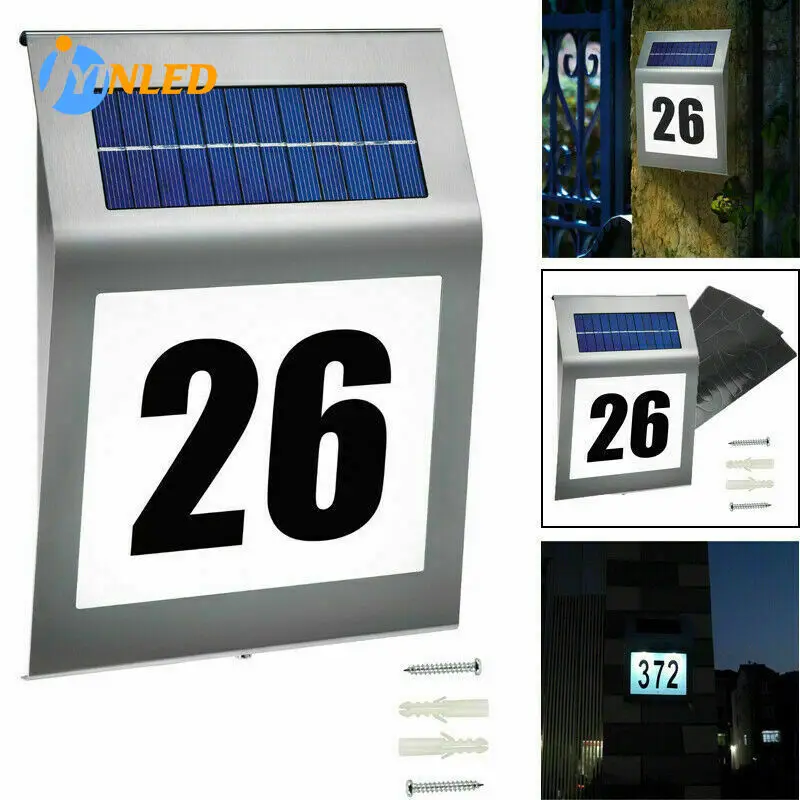 Solar House Number Plaque Light Met 200lm Bewegingssensor Tekennummers Voor Huis Tuin Deur Zonne-Verlichting Verlichting Verlichting Adres