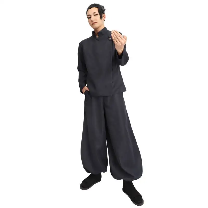 DAZCOS High School Geto Suguru Cosplay Costume Men's US Size Uniform Jacket Pants with Earrings Adult Halloween Full Set