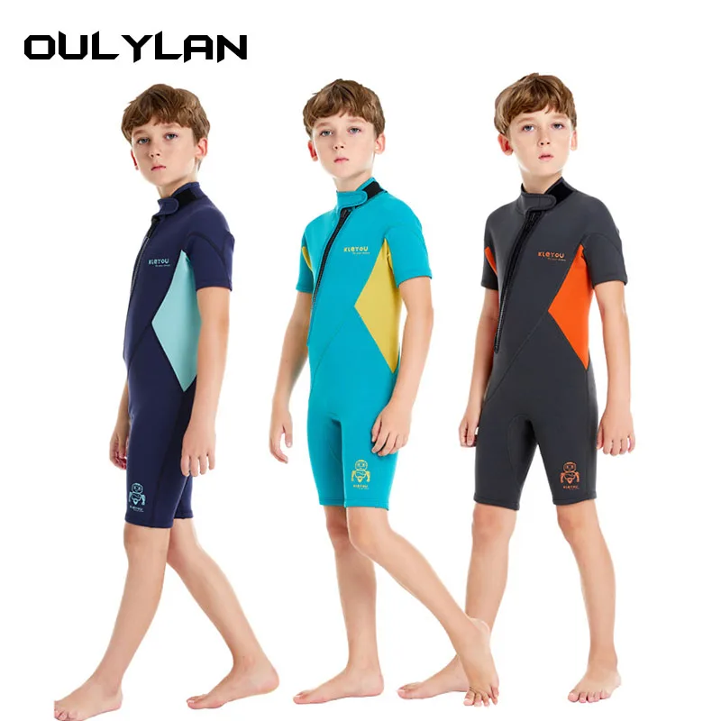 

Children's 2.5MM Diving Suit Split Body one piece Swimsuit for Boys Warm Long Sleeved Sun Protection Surfing Snorkeling Swimwear