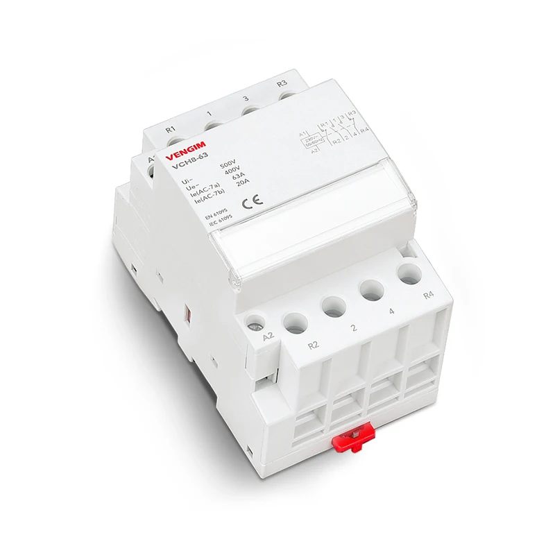 VENGIM Din Rail Household AC Modular Contactor 4P 63A 220V 400V 4NO 2NO2NC 50/60HZ
