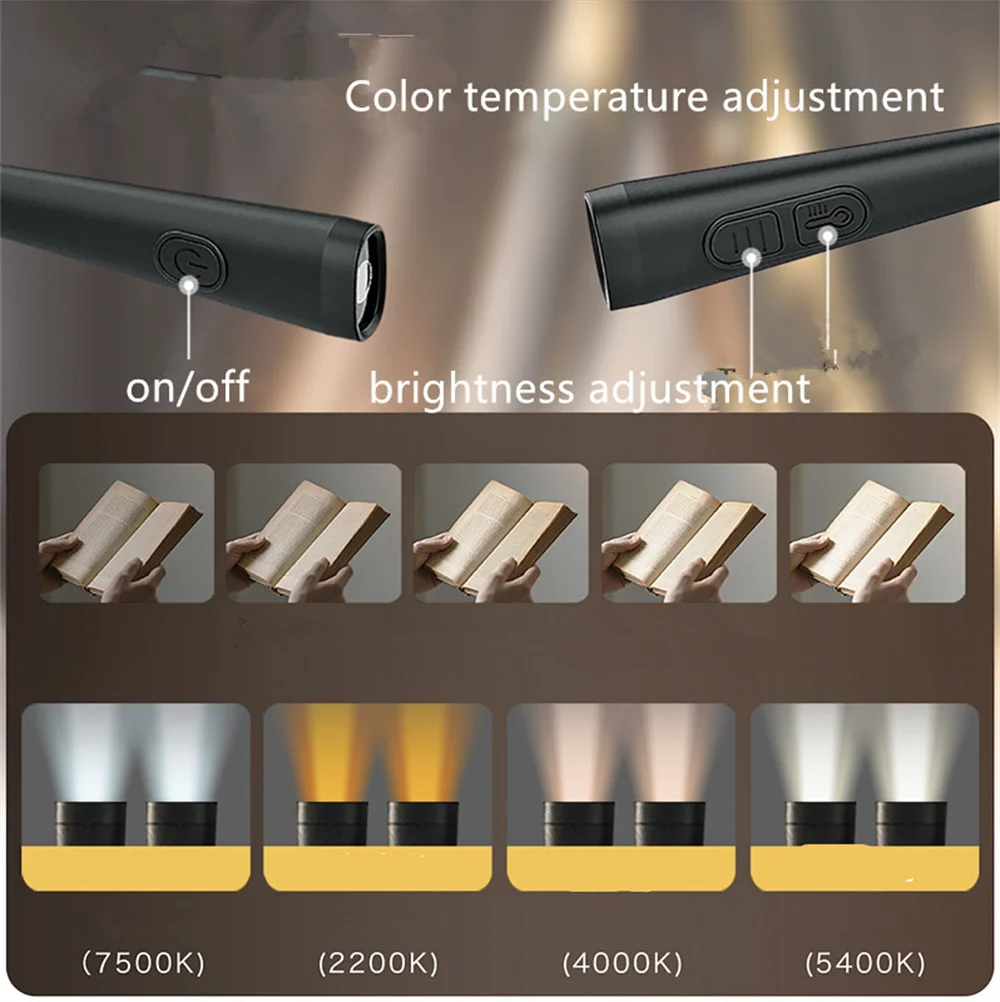 새로운 4가지 색상 야간 램프 5단계 USB 충전식 휴대용 목걸이 독서등 바느질 뜨개질 캠핑 수리용 조명