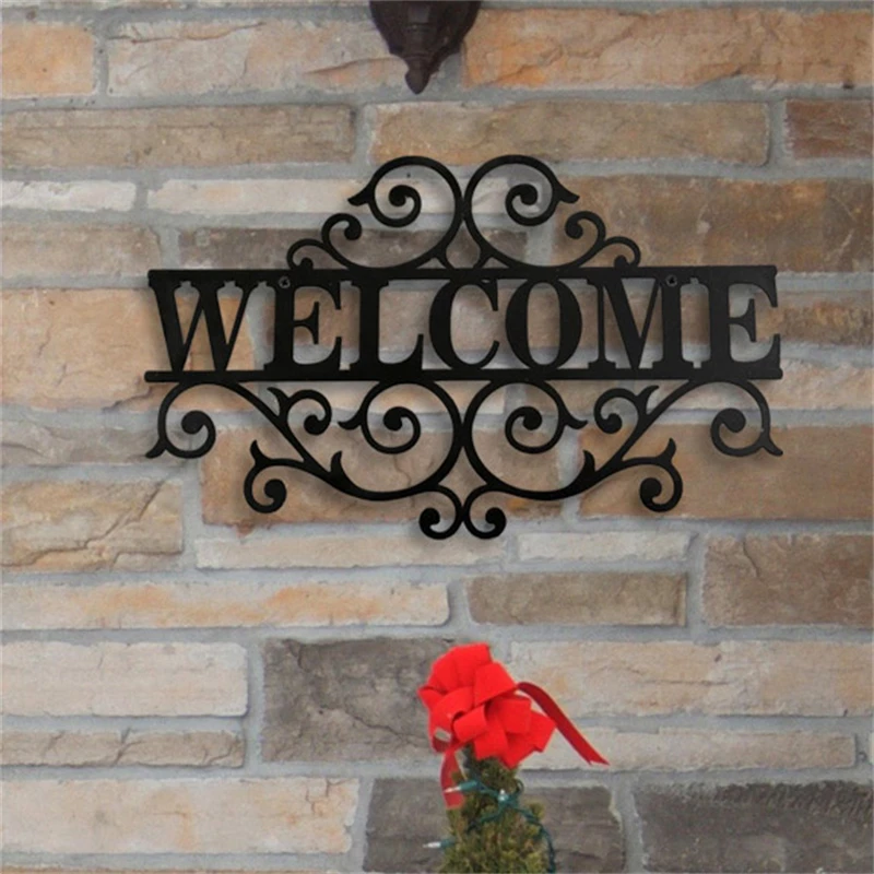 Entry Door Plate Welcome Iron Brand Art Decoration Personality Wall-mounted Metal Door Plate Entrance Shop Wall Listing Custom