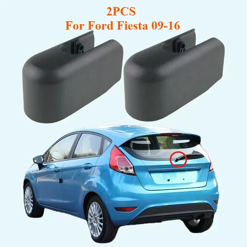 2Pcs Car Windscreen Wipers Parts Rear Wiper Arm Cover Cap  For Ford Fiesta 09-16 Lightweight Professional Replacement Auto Part