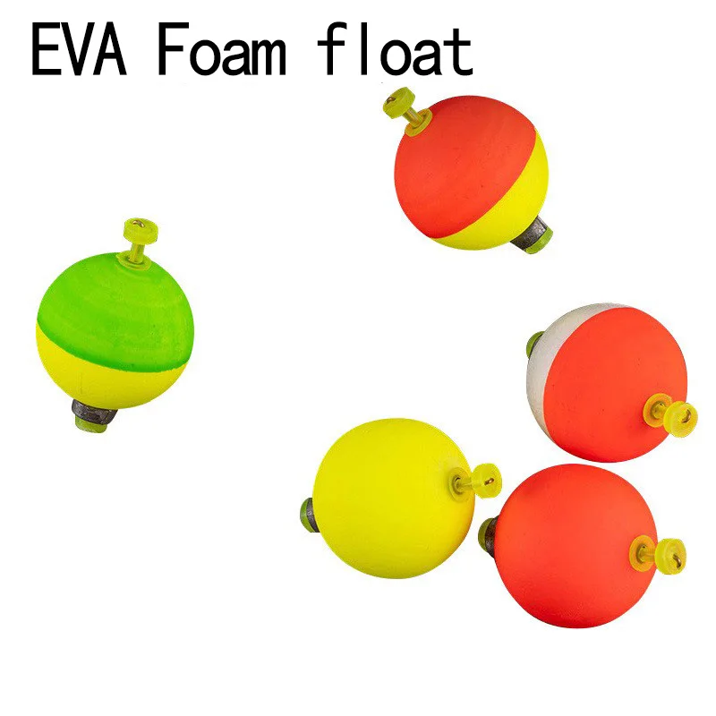 5PCS Round highly sensitive EVA float ball long throw Eye-catching foam float with lead drop fish float with counterweight float