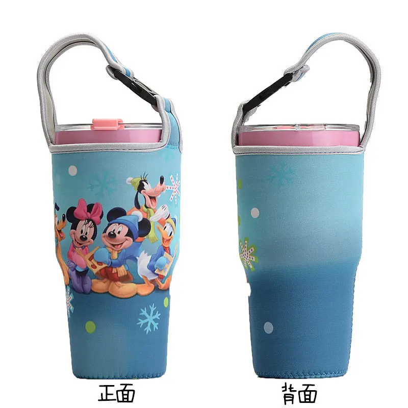 Disney-funda protectora para taza de mickey mouse, cubierta antideslizante con aislamiento térmico, bolsa de aislamiento antiquemaduras