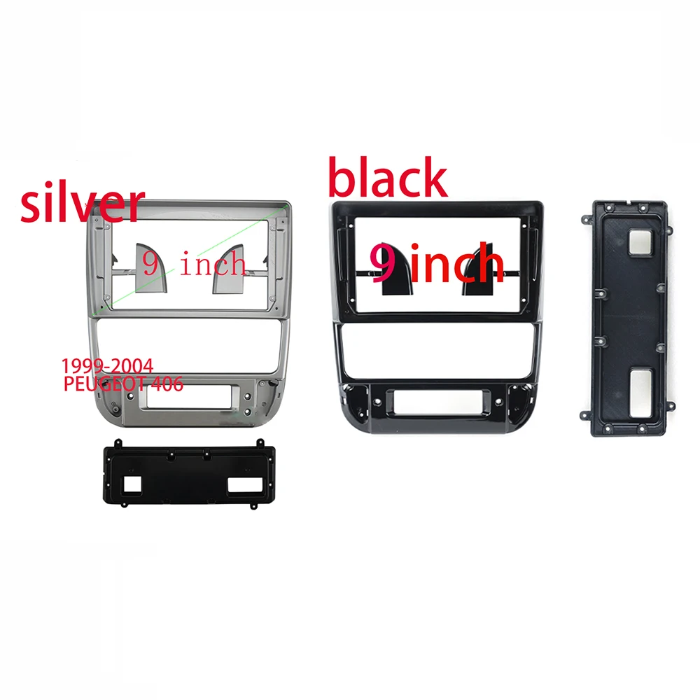 9 Inch Audio Frame Radio Fascia panel is suitable for 1999-2004 PEUGEOT 406 Install Facia Console Bezel Adapter Plate Trim Cover