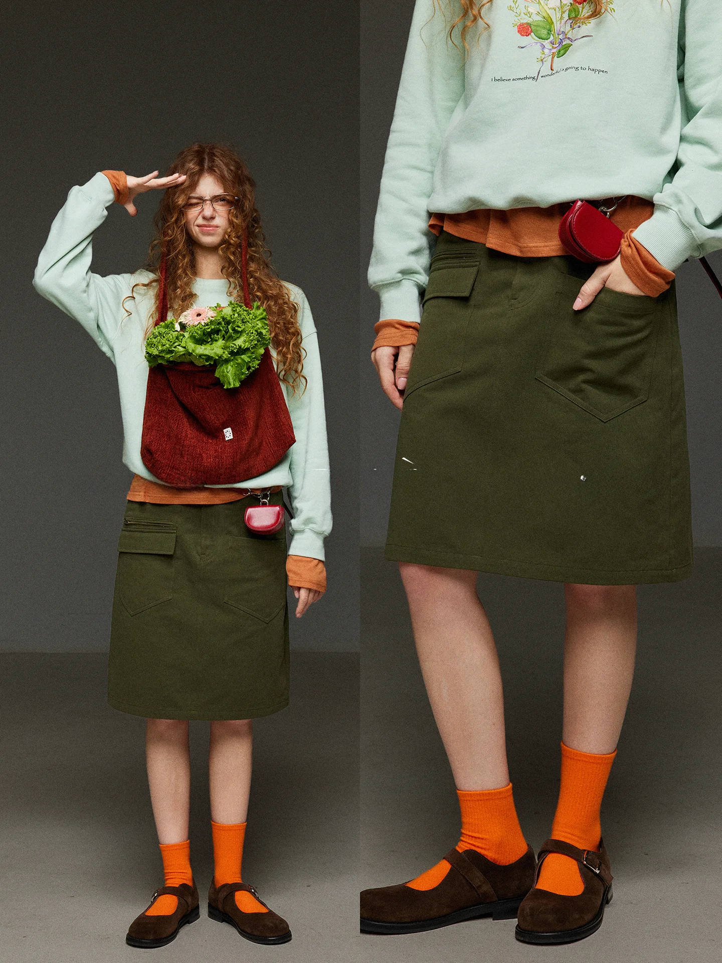 

TNIT Retro Casual Workwear High Waist A-Line Skirt for Women Spring 2026 Pocket Slimming Straight Cut Short Skirt