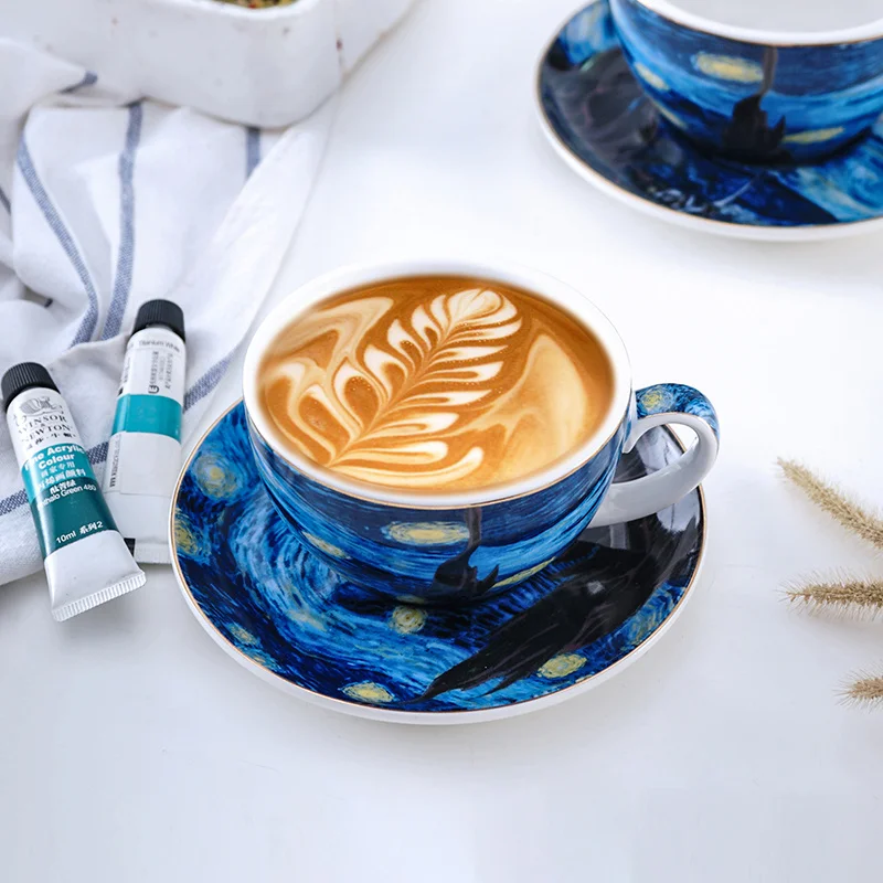 Famouspaint Van Gogh The Starry Night Series Cappuccino Latte Coffee Mug Espresso Cup Art Collection Tazas Para Cafe Desayuno