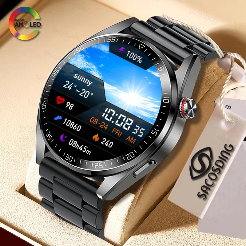 

New 8G RAM 454*454 HD Screen Men Smart Watch Always Display The Time Bluetooth Call Local Music Smartwatch For Android ios Clock